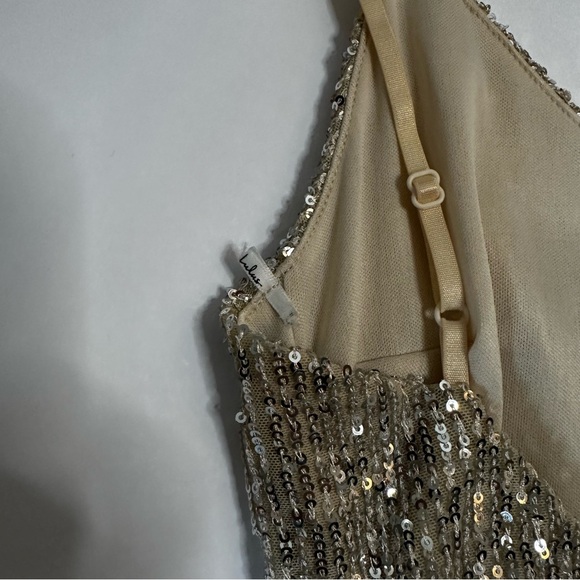 Lulus XS Gold Sequin Fit & Flare Mini Dress Sparkly Party Cocktail - Picture 9 of 16